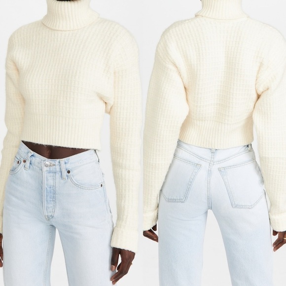 For Love & Lemons Madeline Turtleneck Crop Sweater Medium M - Picture 1 of 9